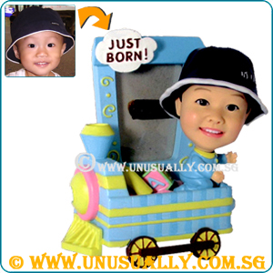 Custom 3D Caricature Baby Boy Figurine on Tram